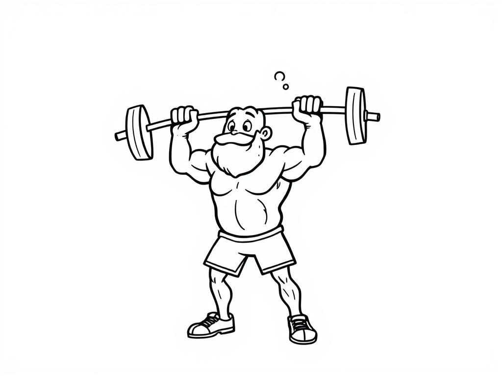 Muscular Man Lifting Weights Coloring Page