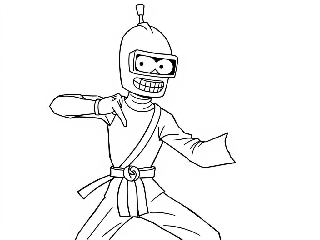 bender from futurama doing karate