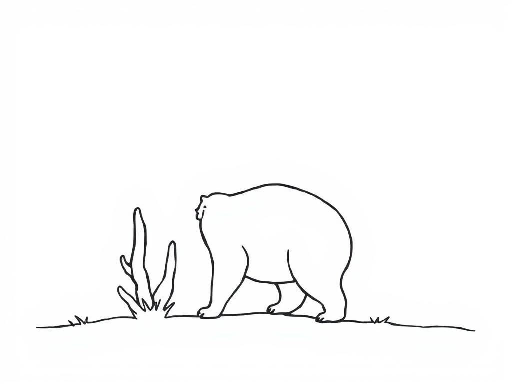 Bear Walking in Field Coloring Page
