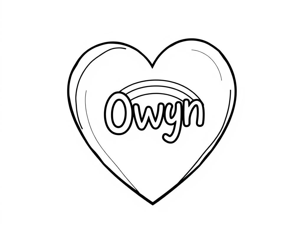 Preview of Big heart with the name Owyn and a rainbow inside