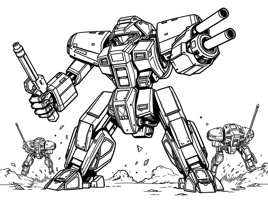 Robots Battle Coloring Page