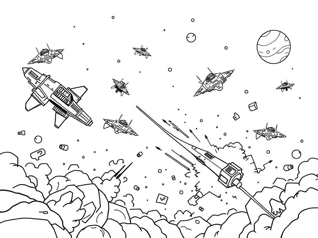 Space Battle Coloring Page