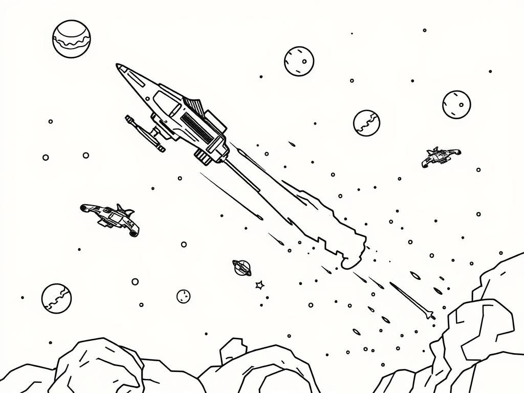 Space Rocket Ship Coloring Page
