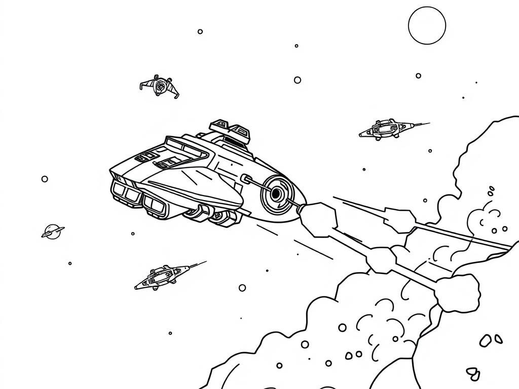Space Ship Adventure Coloring Page