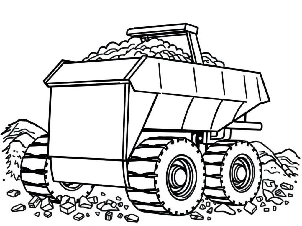 Bigger landfill compactor with trash around - Free Printable Coloring Page