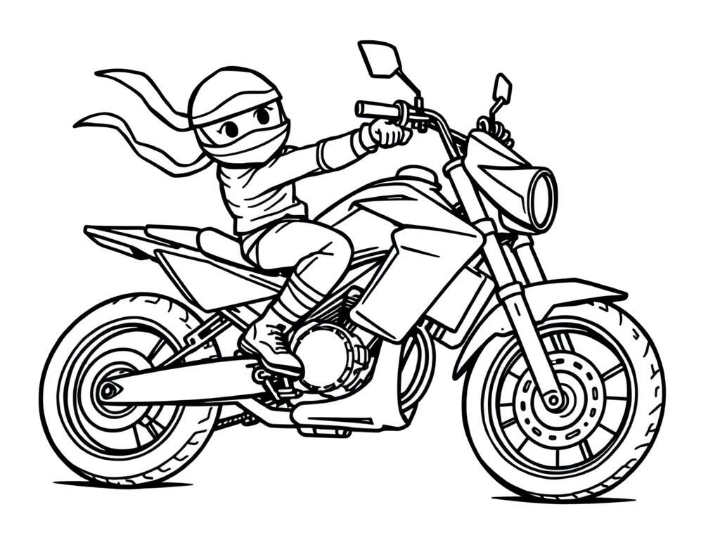 Ninja Motorcycle Coloring Page