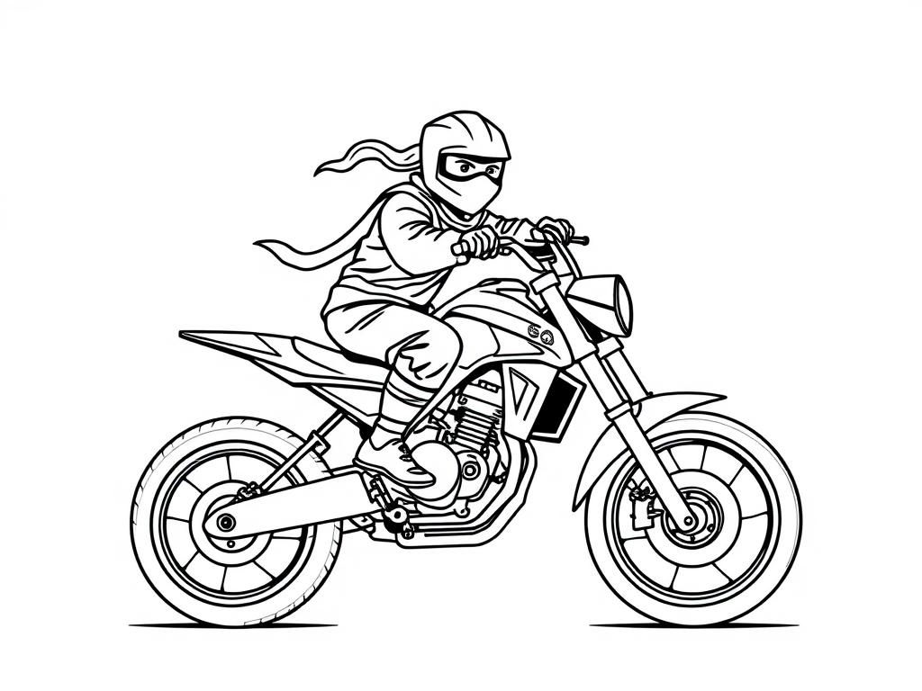 Ninja Motorcycle Coloring Page
