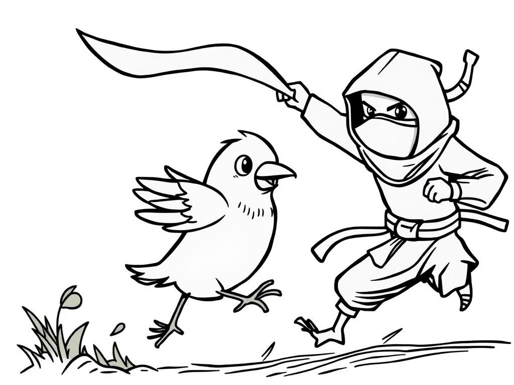 bird chasing a ninja