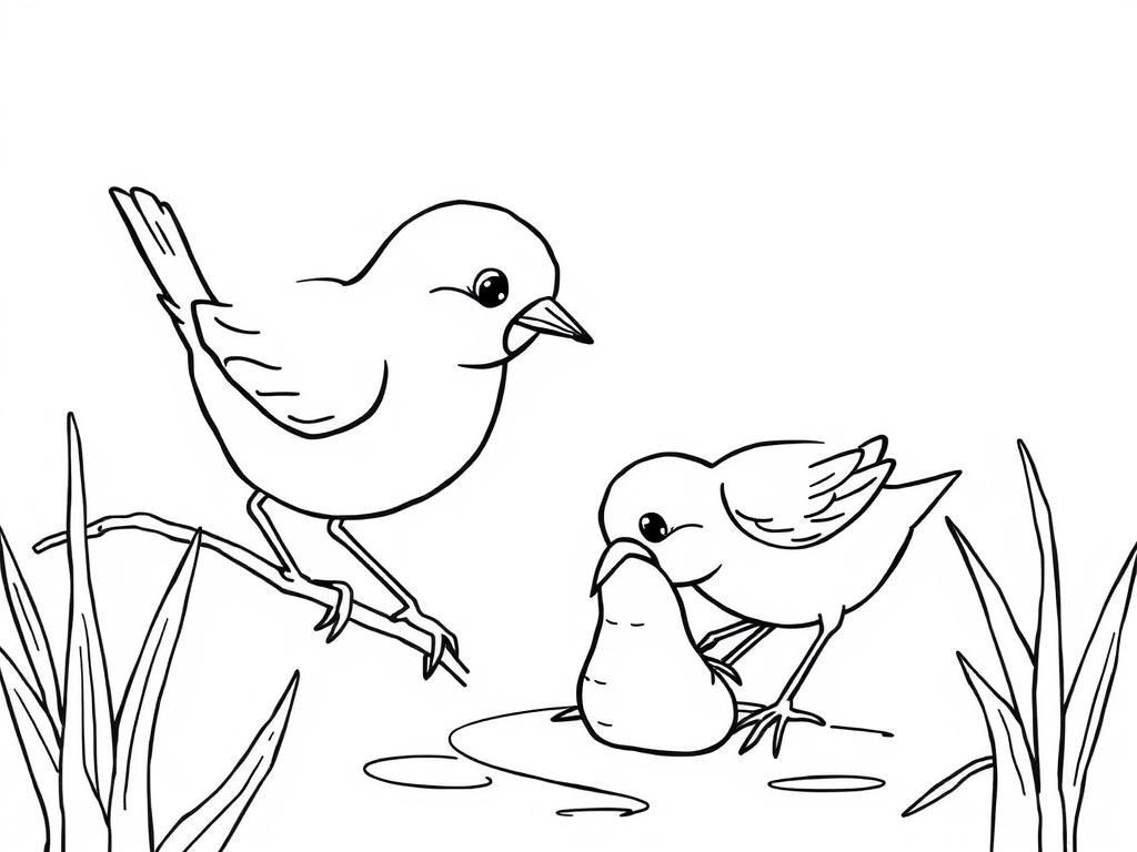 Preview of Birds finding a worm