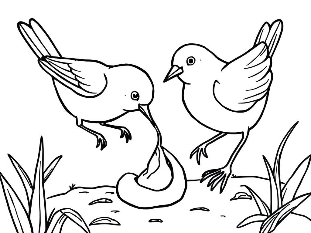 Preview of Birds finding a worm