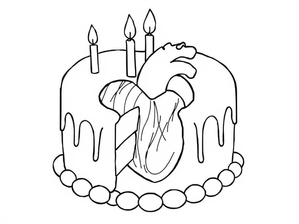 Birthday cake open heart surgery - Valentines Day Coloring Page