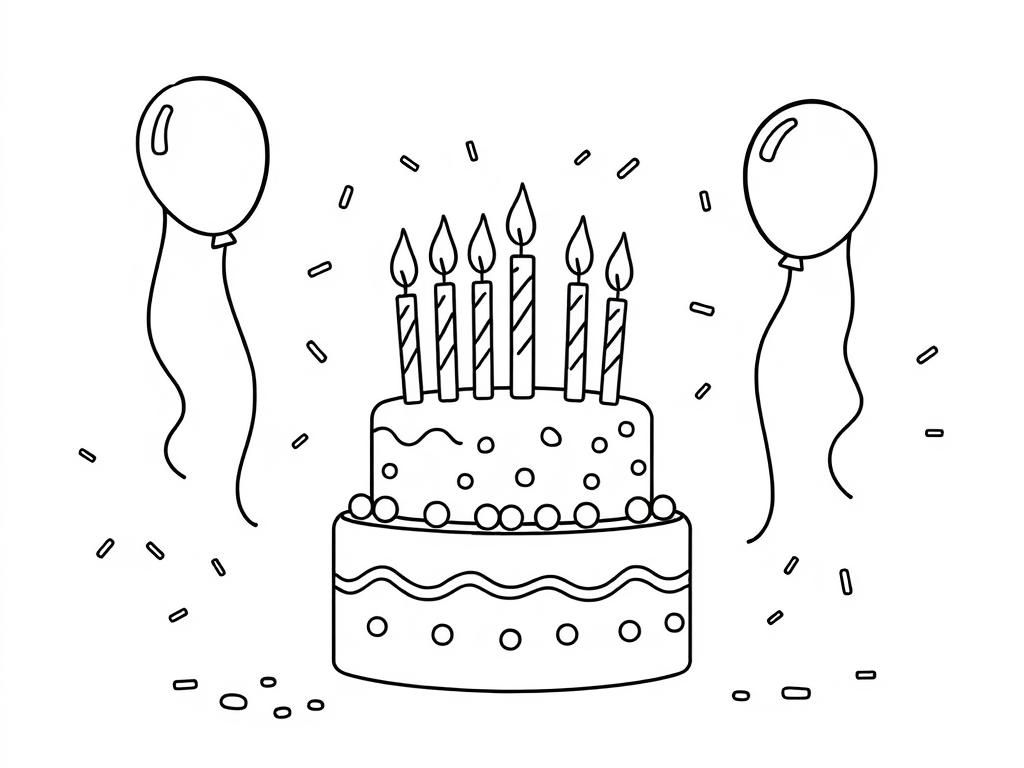 Birthday Cake Coloring Page