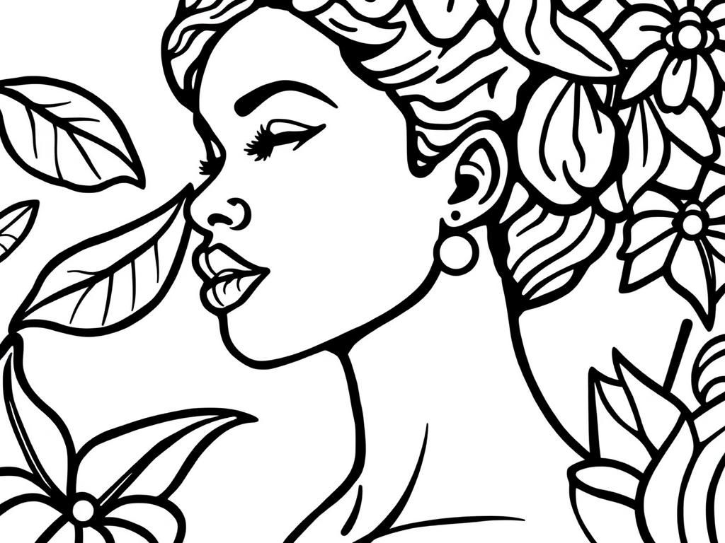 Floral Woman Coloring Page