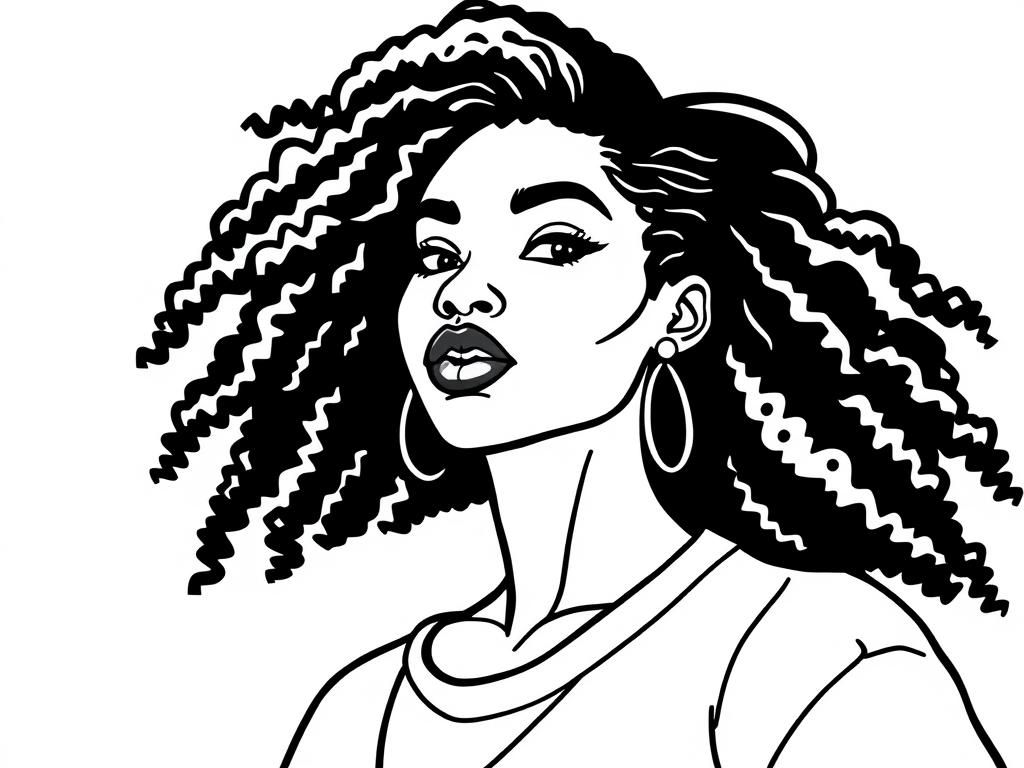 Curly Hair Girl Coloring Page