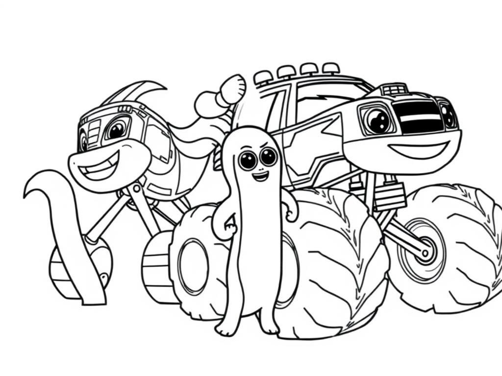 Preview of blaze, pickle and crusher from blaze and the monster machines