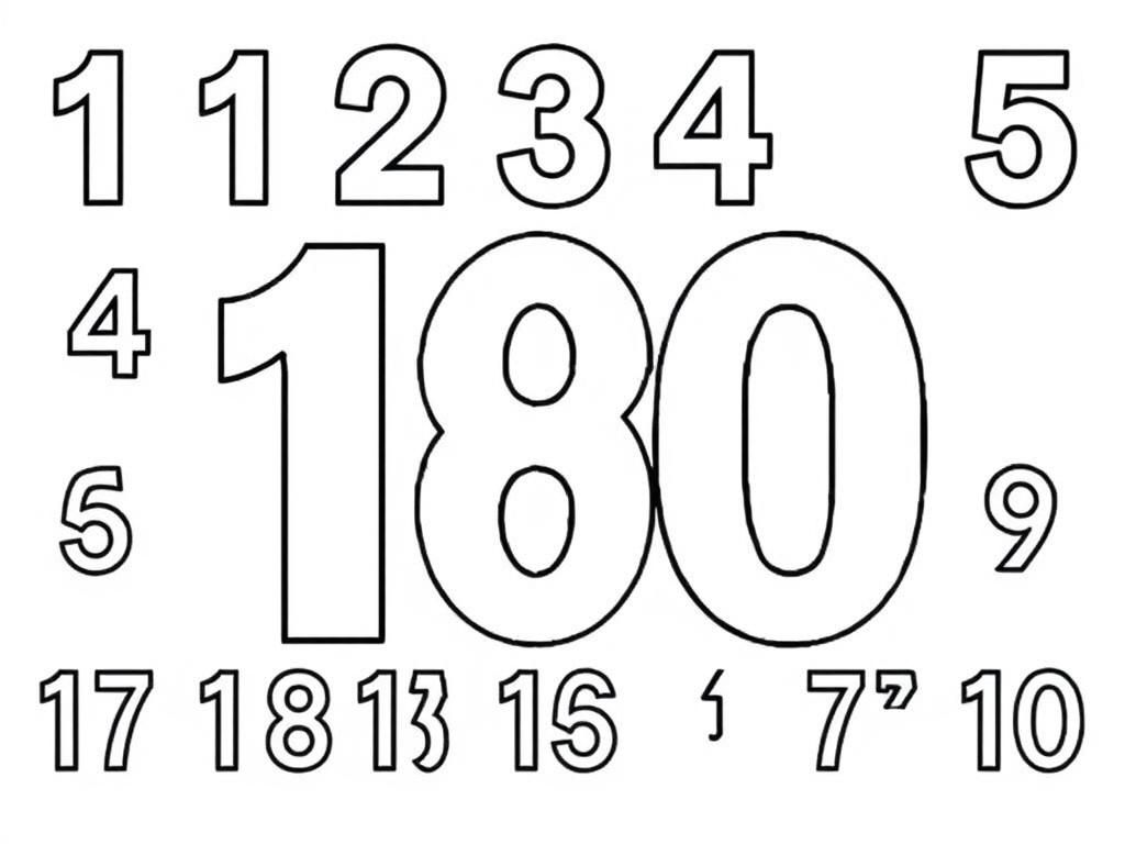 180's Number Coloring Page for Kids