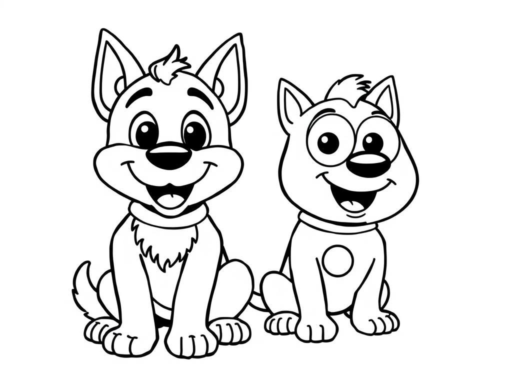 Bluey and Bingo - Free Printable Coloring Page