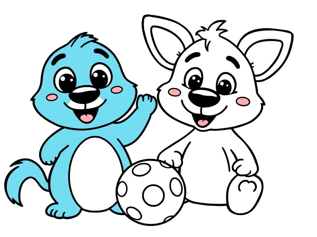 bluey and bingo - Free Printable Coloring Page