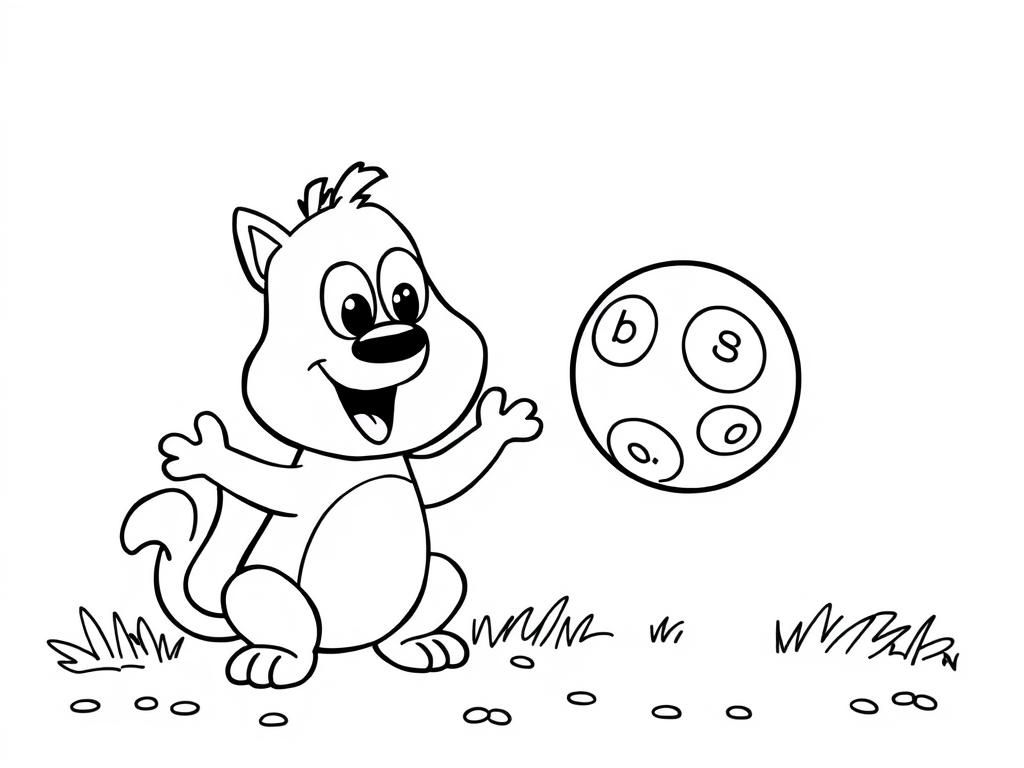 Cartoon Squirrel Playing with Ball Coloring Page