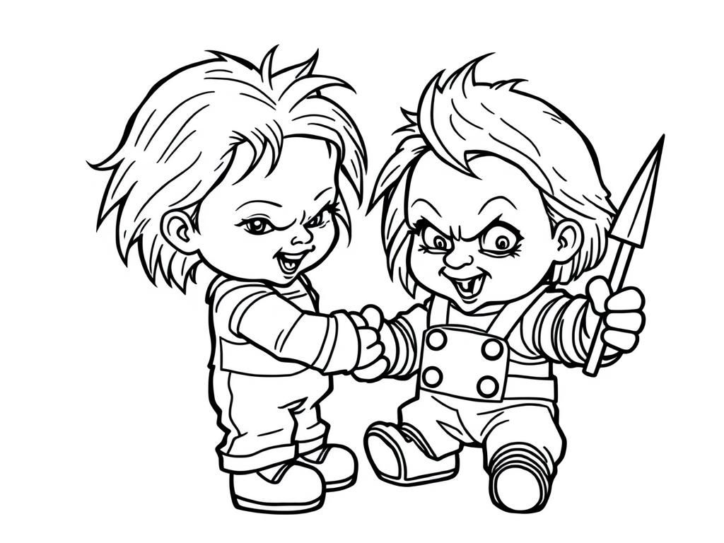 Chucky kleurplaat voor horrorfans
