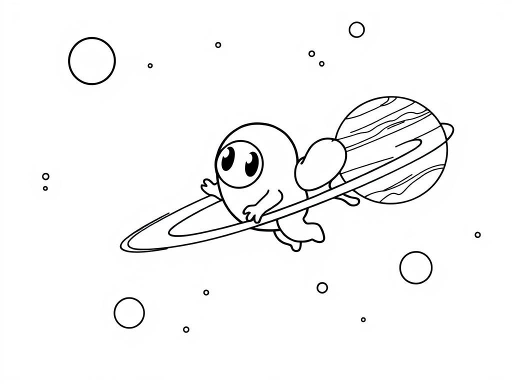 Alien Surfing Comet Coloring Page