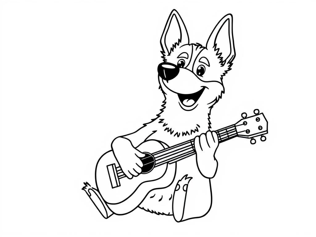 Preview of Bluey the blue heeler playing a ukelele