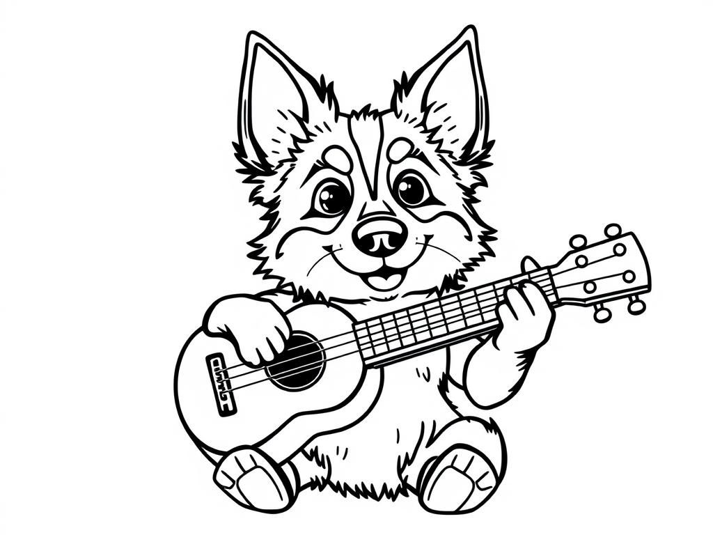 Preview of Bluey the blue heeler playing a ukelele