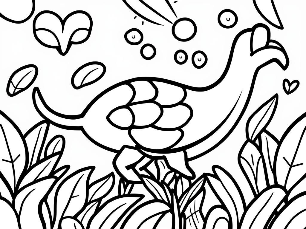 Coloring Page of a Cartoon Bird