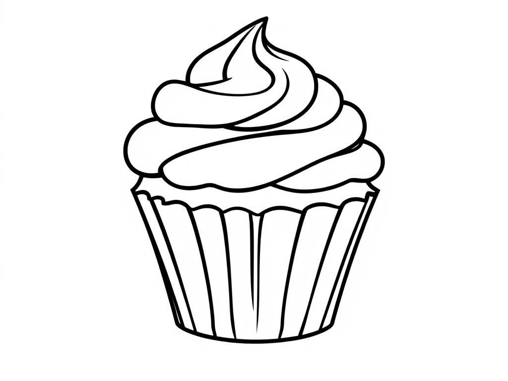 Coloring Page of a Cupcake