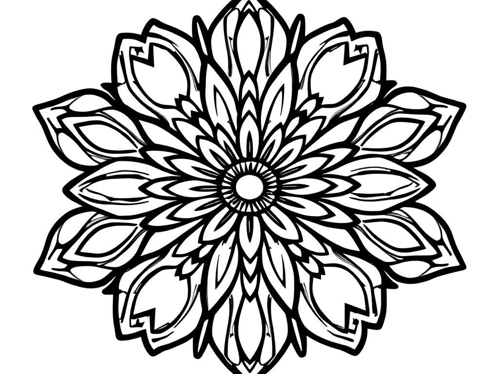 Bold and easy flower mandela - Free Printable Coloring Page