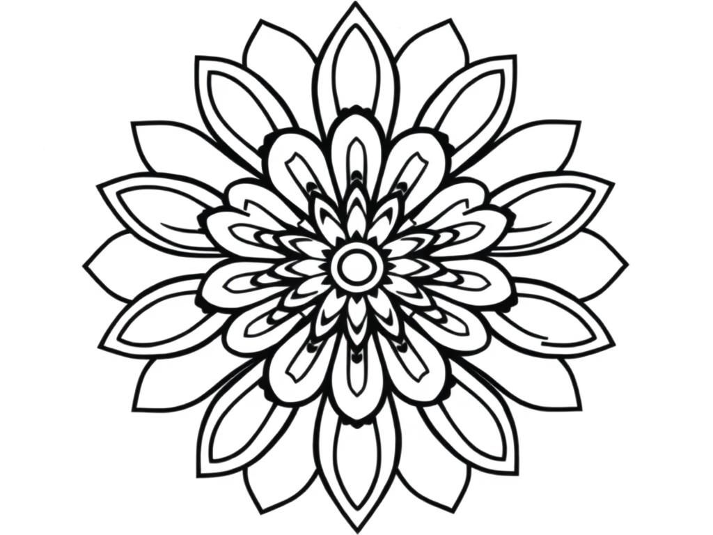 Bold and easy flower mandela with big petals - Free Printable Coloring Page