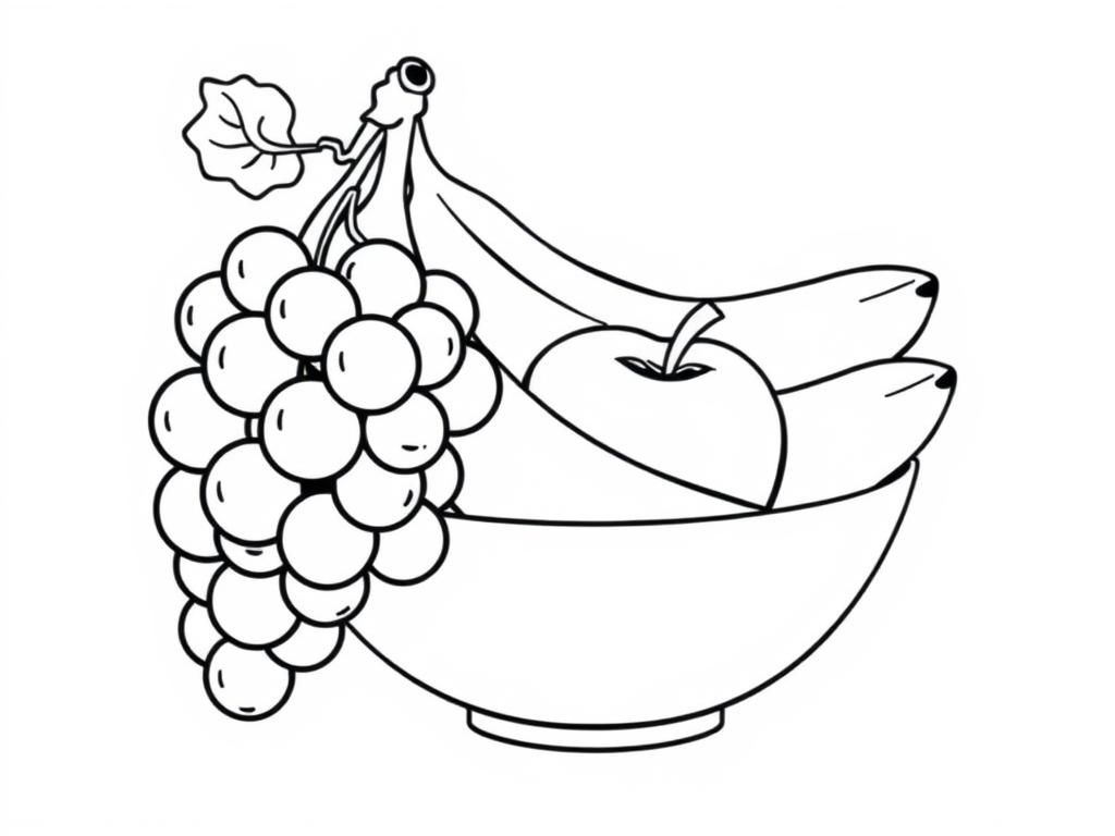 Preview of bold and easy grapes, 3 bananas in a bunch, and apple inside a fruit bowl