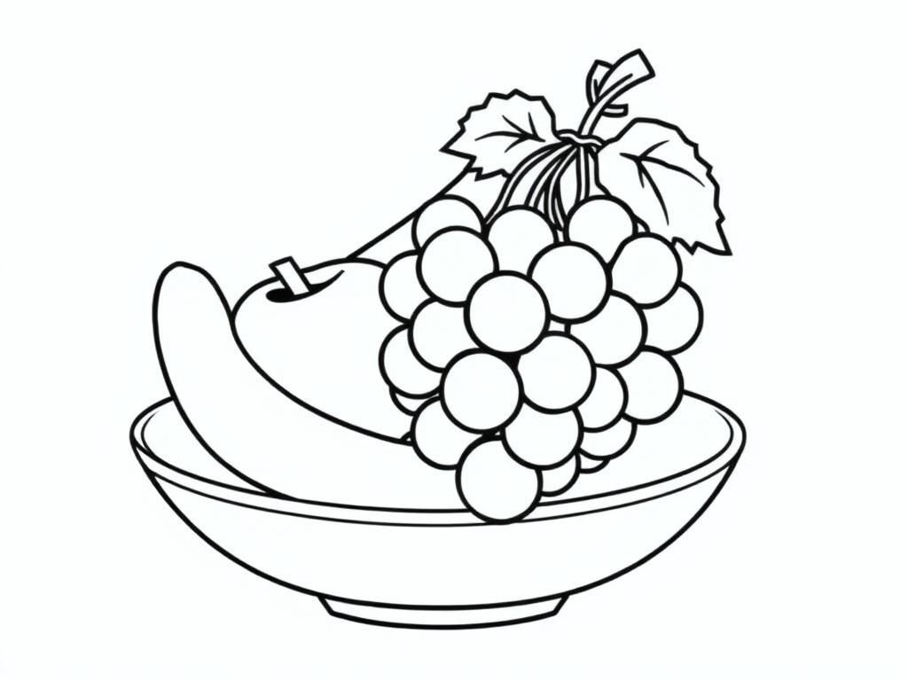 Preview of bold and easy grapes, a bunch of bananas, and apple in a fruit bowl