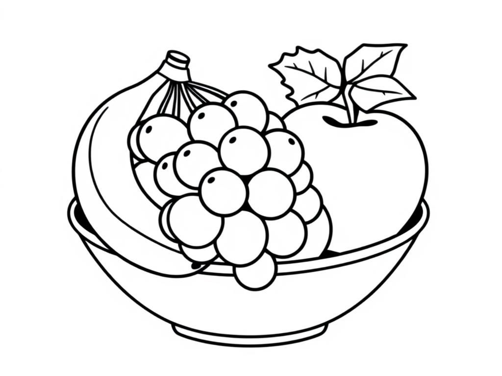 Preview of bold and easy grapes, bananas, and apple in a fruit bowl