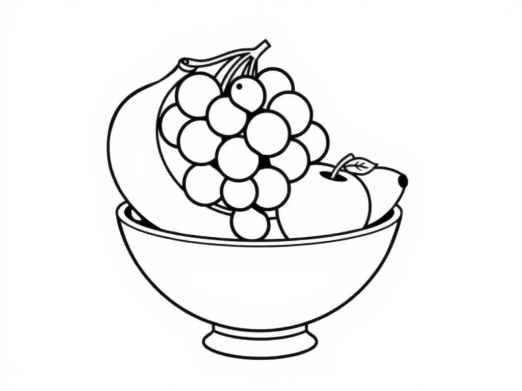 Preview of bold and easy grapes, bunch of bananas, and apple in a fruit bowl