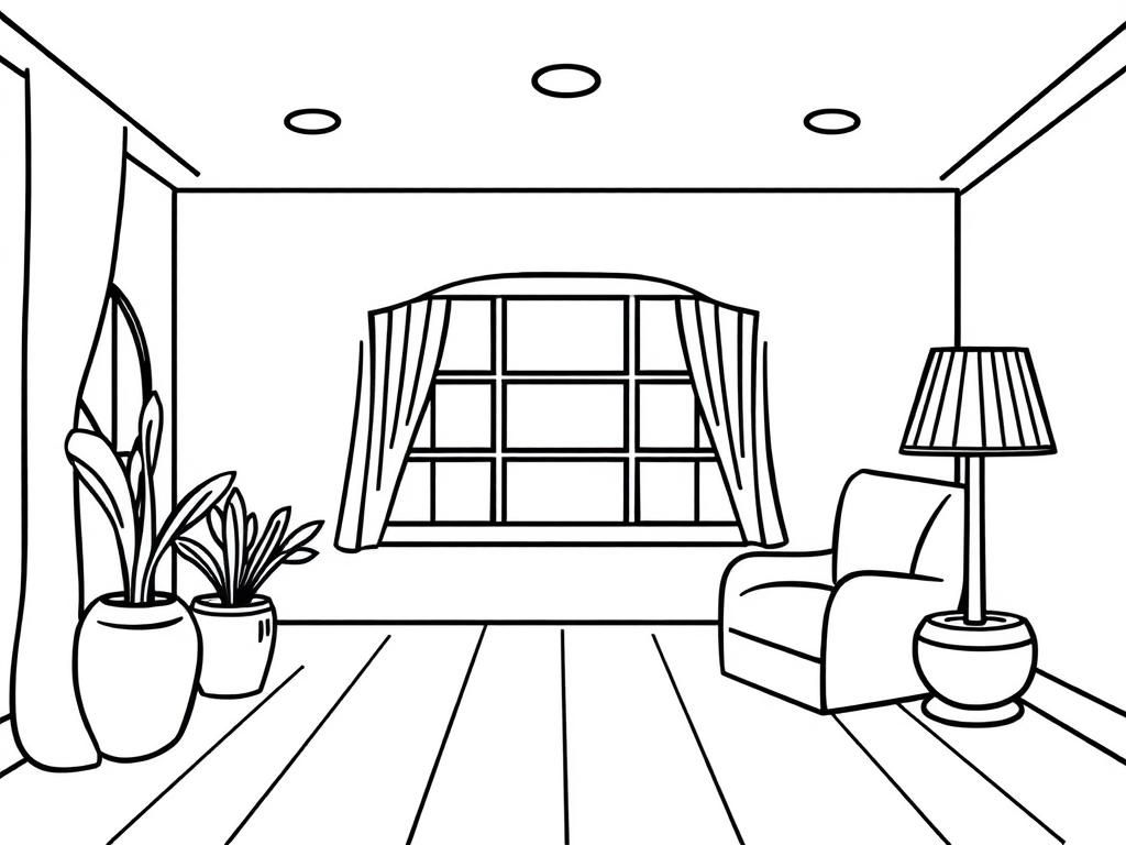 Cozy Living Room Coloring Page