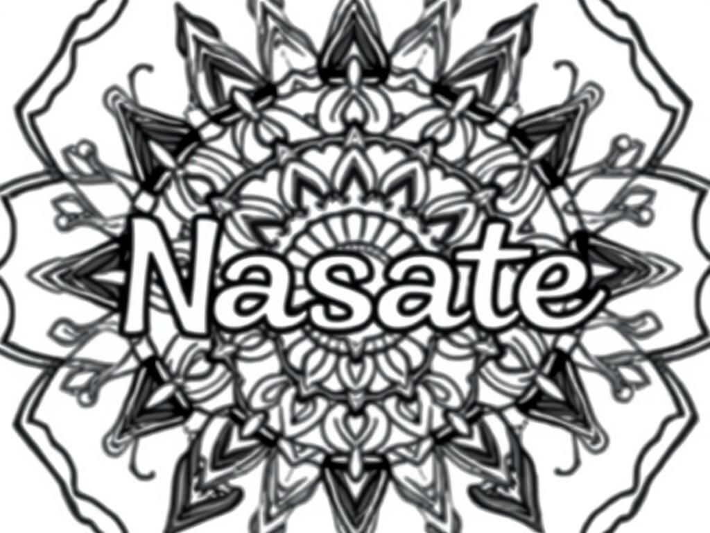 bold and outline Namaste with background of Mandala - Free Printable Coloring Page