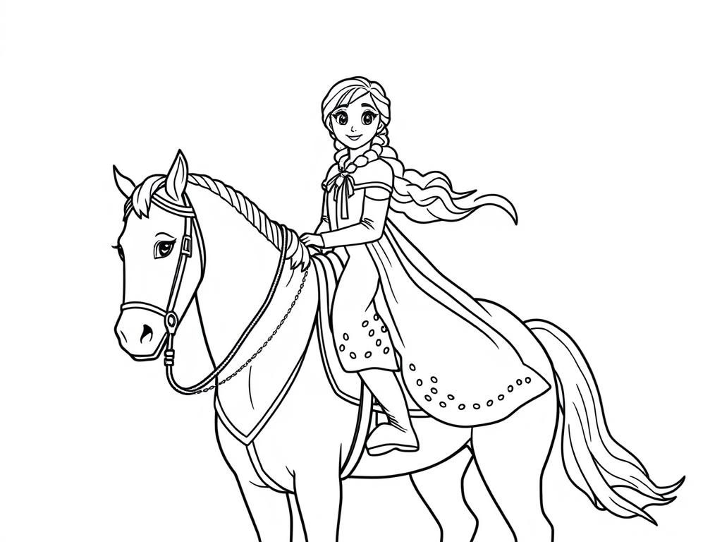 Both elsa and Anna on a horse