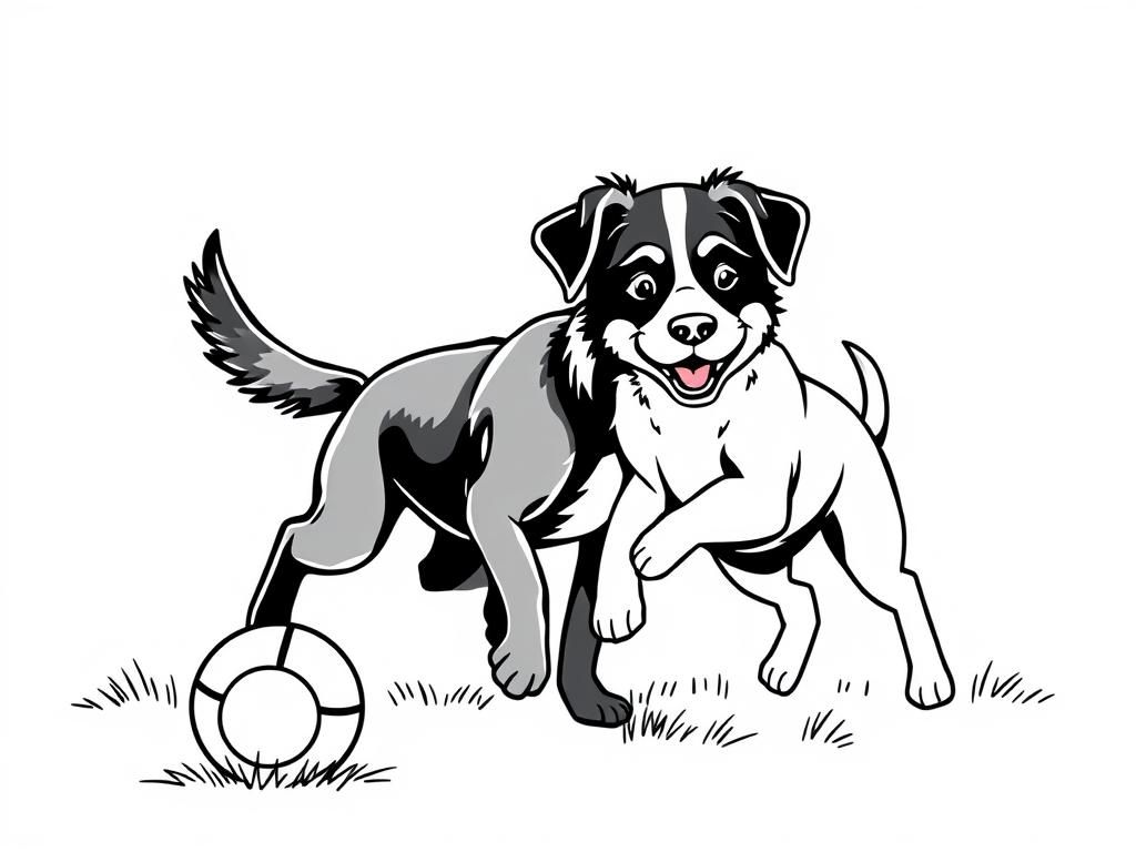 Dog Playing with Life Preserver Coloring Page