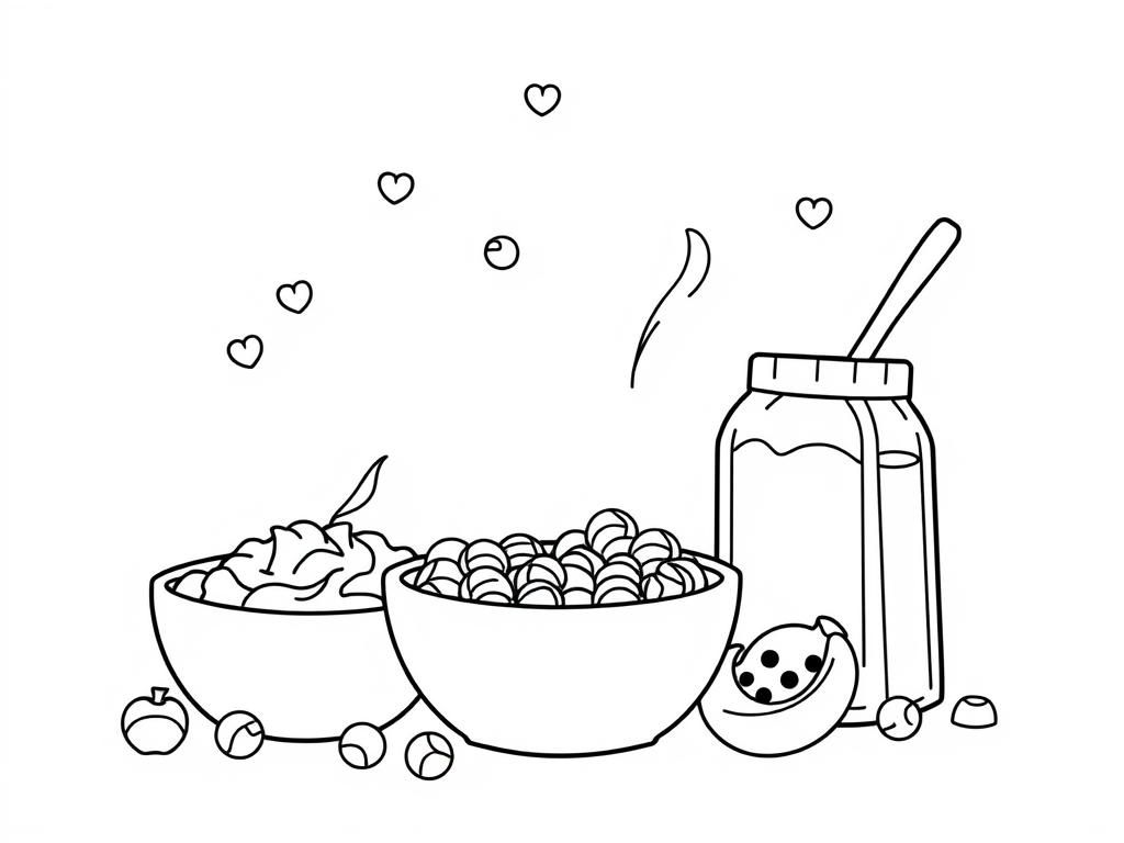 breakfast cereal, yogurt and juice for kids