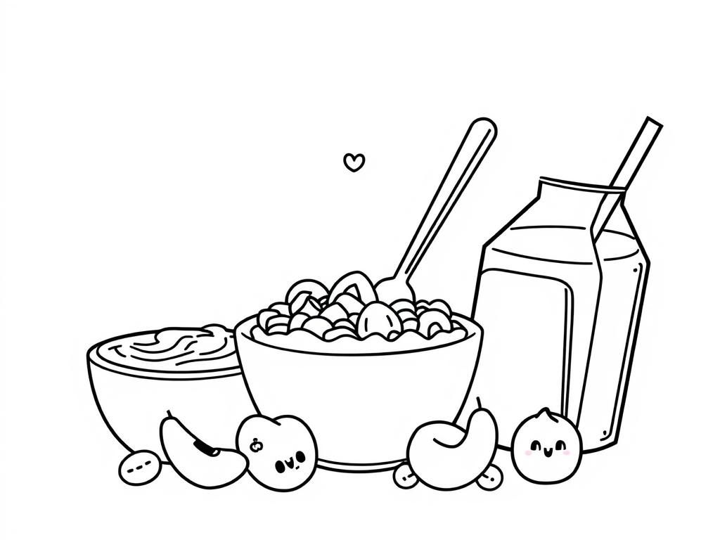 Kleurplaat met eten