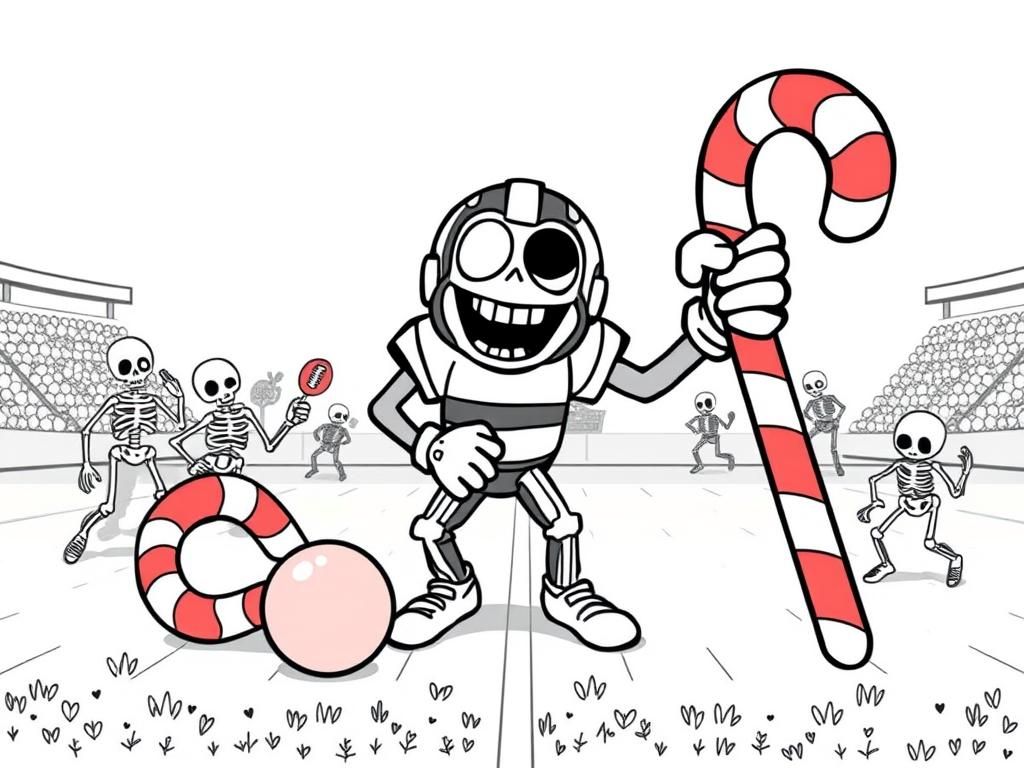 Skeleton Sports Day Coloring Page