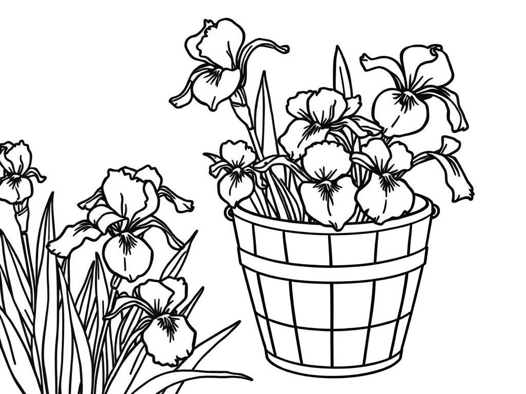 bucket of irises