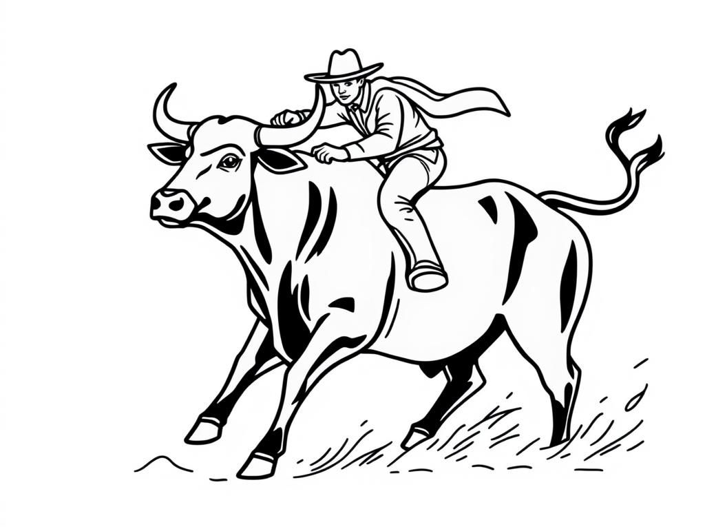 Bull Riding Coloring Page