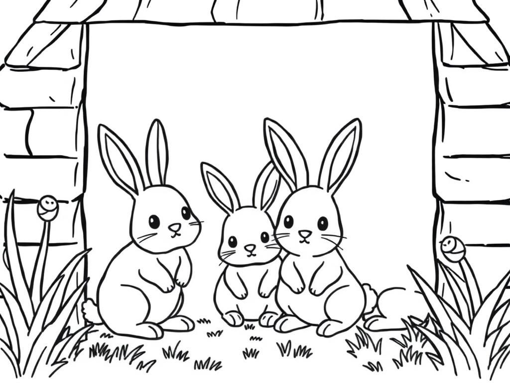 Rabbits Friends Coloring Page