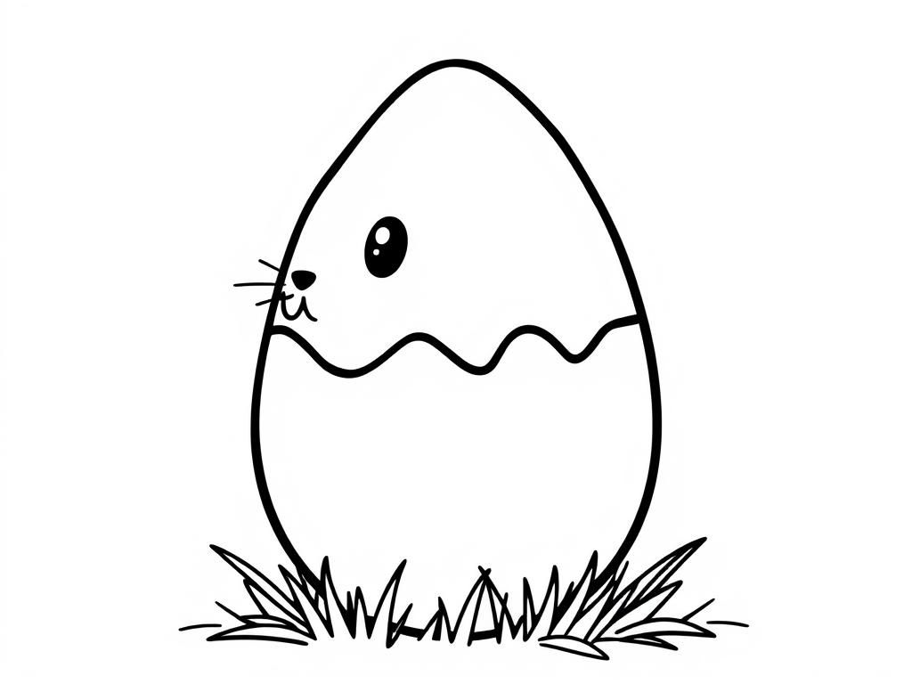 Easter Bunny Hatching Coloring Page
