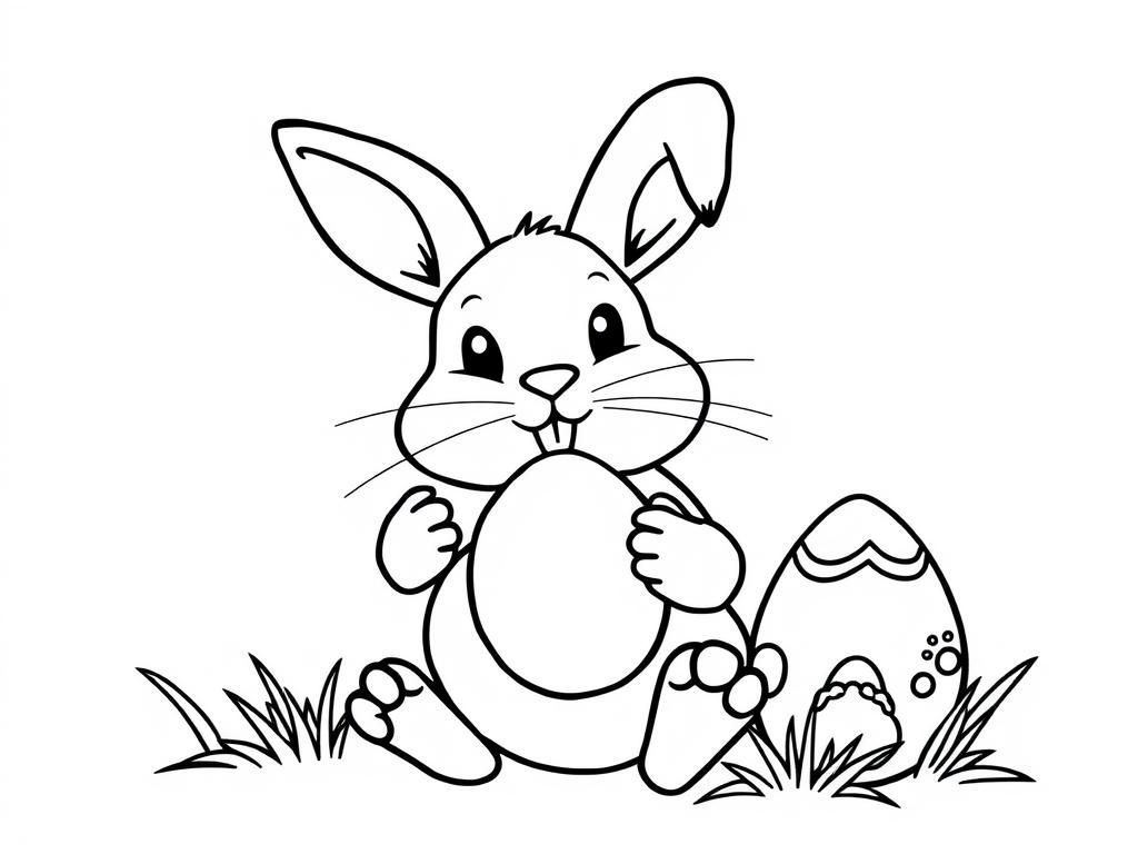 Easter Bunny Holding Egg Coloring Page