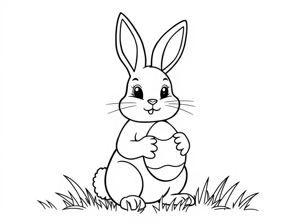 Rabbit Holding Egg Coloring Page