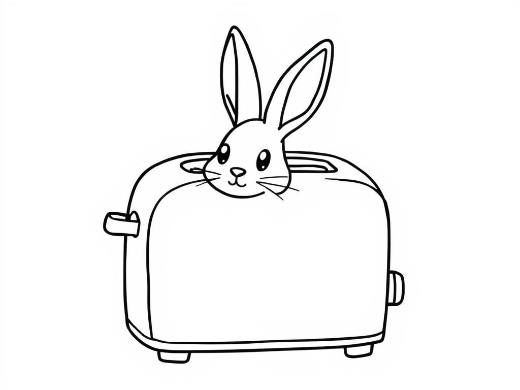 Rabbit in Toaster Coloring Page
