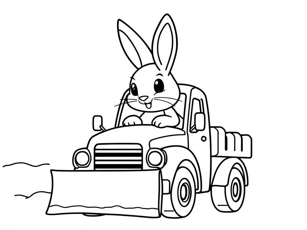 Rabbit in Truck Coloring Page